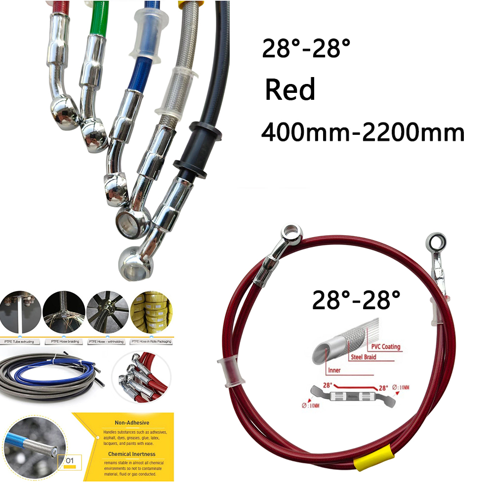 Braided Line - 28-28 Czerwony Uniwersalny Motocyklowy Hydrauliczny Przewód