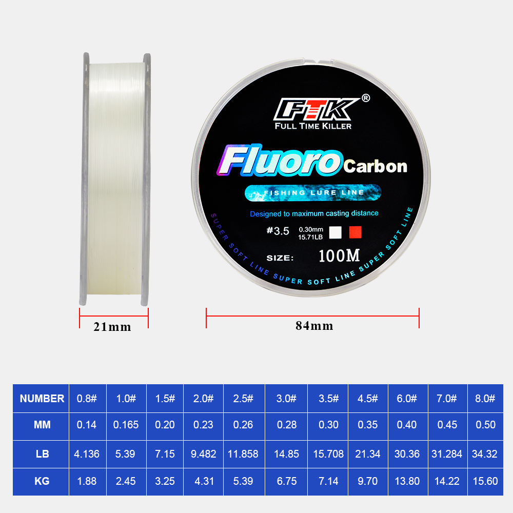 FTK 100m 4.13-34.32LB Fluoroca – Fluorocarbon Line recenzja i cena